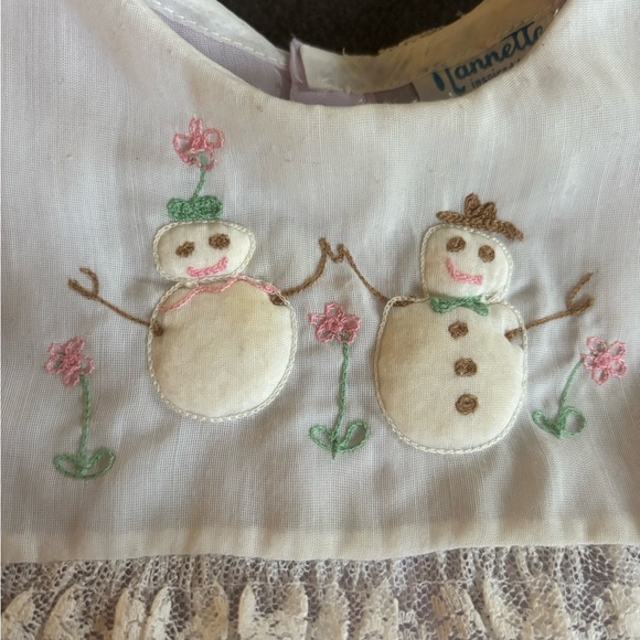 VTG 60’s Nanette Dress 2T Inspired Shirley Temple Lavender Embroidered Snowman - Picture 4 of 7